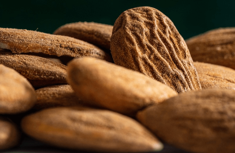 A close up of almonds